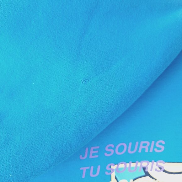 Positive Attitude Happy Smiley Print Hoodie (Blue) - Picture 7 of 8